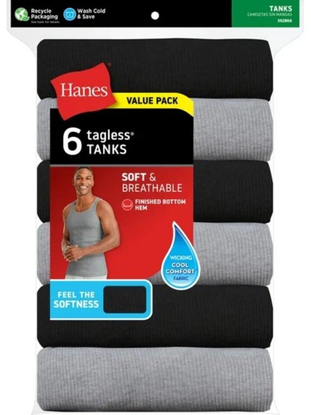 Hanes Men's Tank Tops Undershirt, Moisture-Wicking